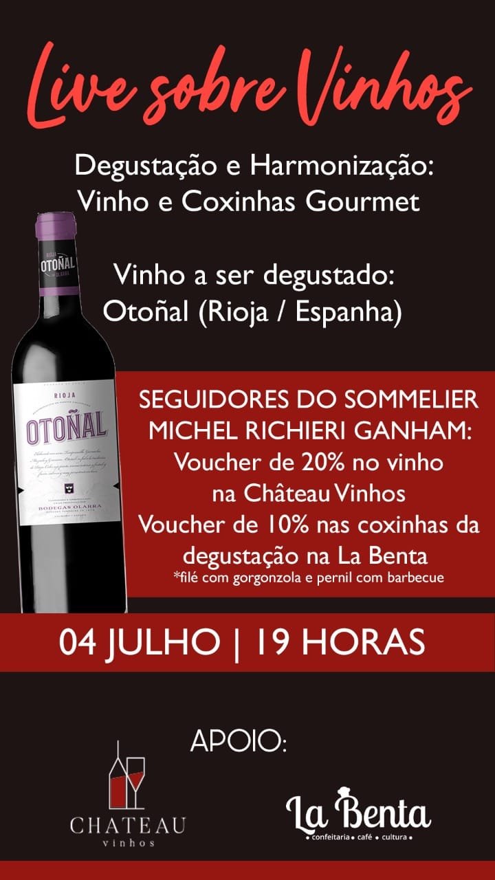 Michel Richieri, Sommelier e Mestre em estilos, faz live neste sábado