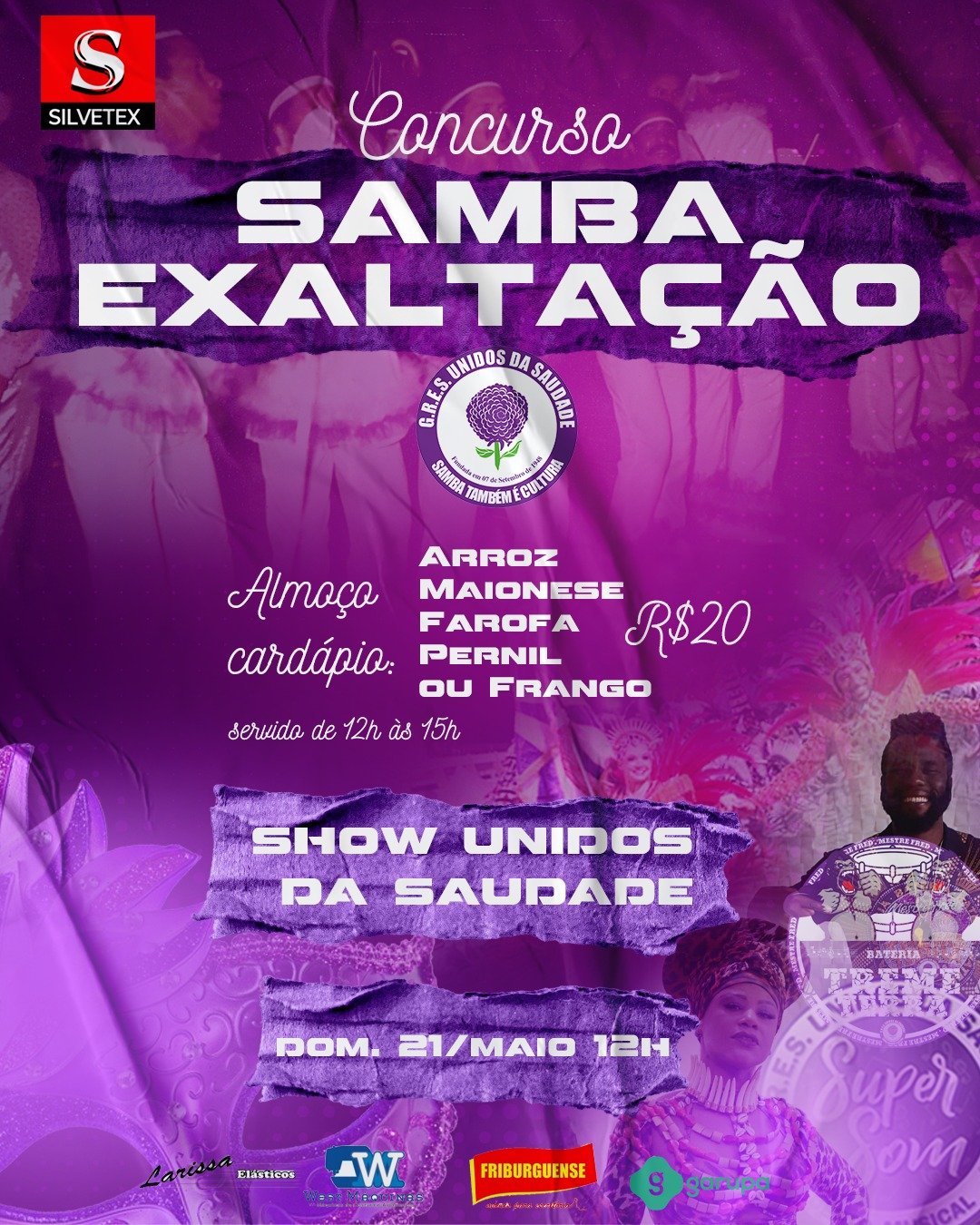 Unidos da Saudade de Nova Friburgo apresenta sambas-exaltação em disputa neste domingo, 21
