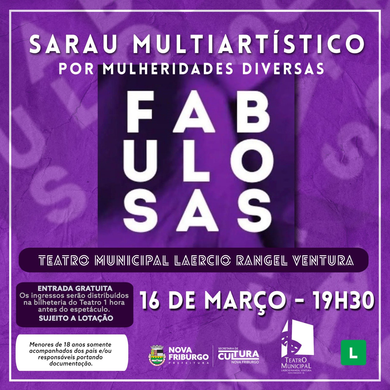 Teatro Municipal de Nova Friburgo terá sarau multiartístico “Fabulosas” neste sábado