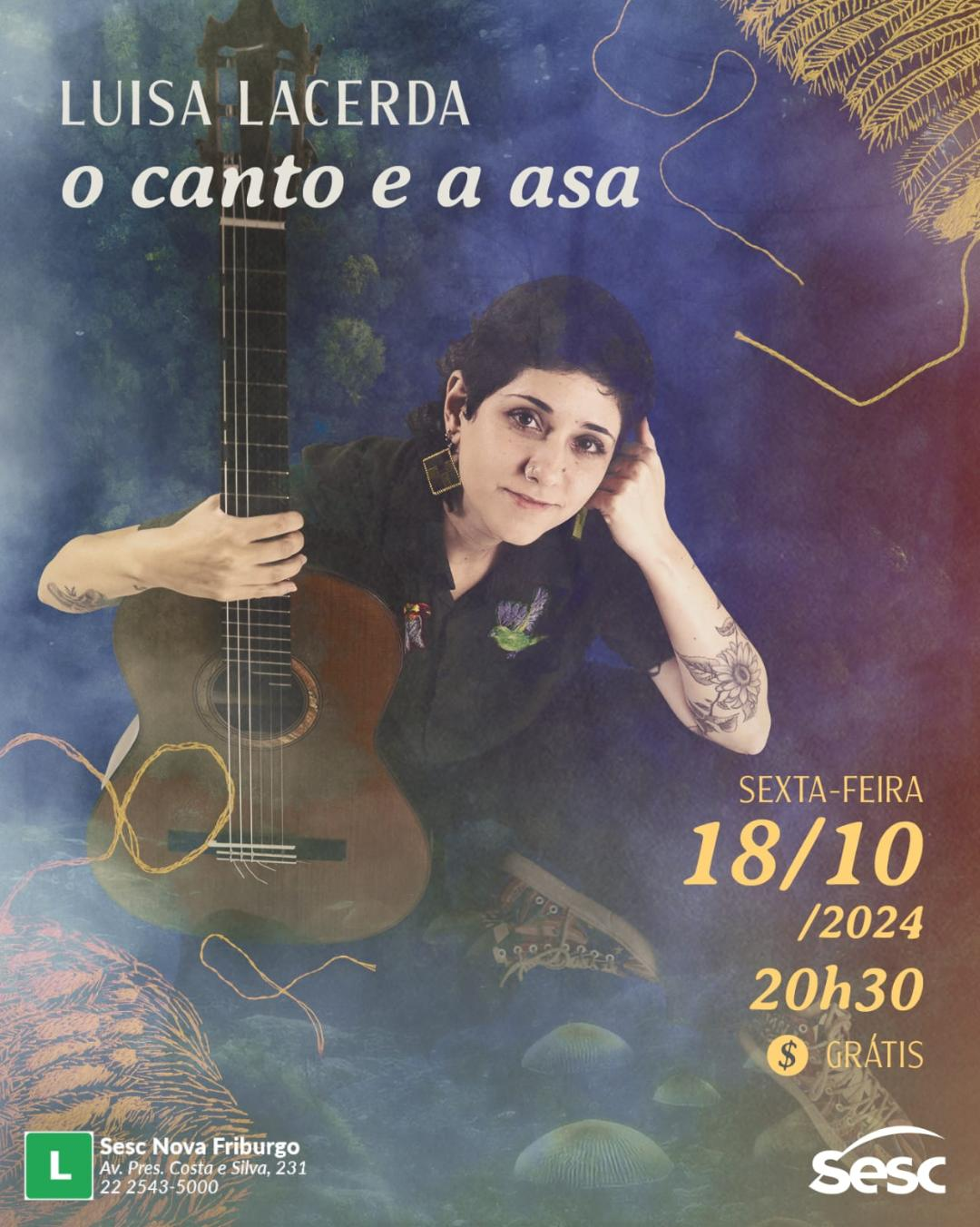 Luísa Lacerda apresenta o show “O Canto e a Asa” no SESC de Nova Friburgo